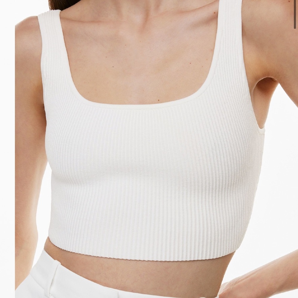 Aritzia babaton white Sculpt Knit Squareneck Cropped Tank